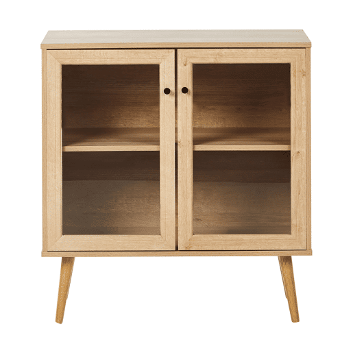 Armário com vitrine ALBANY 80 cm Castanho claro