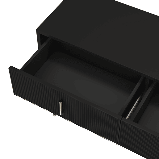 Aparador 120x40x77 cm - com 6 gavetas - puxadores dourados - Preto