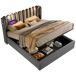 Cama de matrimonio de terciopelo con almacenaje 165x206 Cama de matrimonio de terciopelo con almacenaje 165x206 Gris