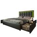 Cama de matrimonio de pu con 4 cajónes 167x207 Cama de matrimonio de pu con 4 cajónes 167x207 Negro
