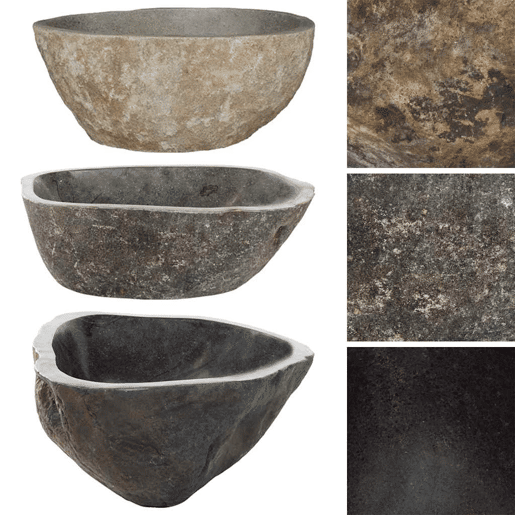 Lavatório - Lavabo - Pia de banheiro de pedra do rio oval (37-46)x(29-36) cm