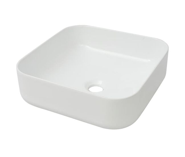 Lavabo - lavamanos cuadrado de cerámica blanco 39x39x13,5 cm