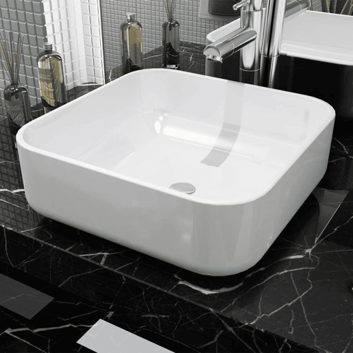 Lavatório - Lavabo - Pia de banheiro quadrado branco cerâmica 39x39x13,5 cm Lavatório - Lavabo - Pia de banheiro quadrado branco cerâmica 39x39x13,5 cm