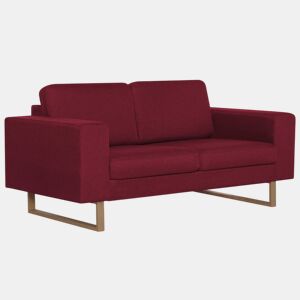 Sofá de 2 lugares - Sofá fixo em tecido vermelho tinto
