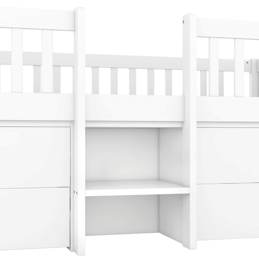 Cama de criança em madeira maciça 90x200cm - com 4 gavetas - Branco (colchão não incluído)