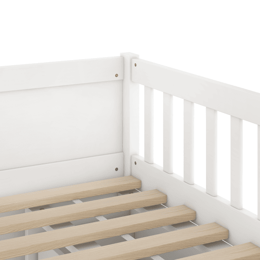 Cama de criança em madeira maciça 90x200cm - com 4 gavetas - Branco (colchão não incluído)