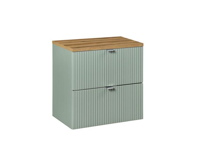 Mueble bajo lavabo 60cm 2 cajones encimera Jade Verde y Madera
