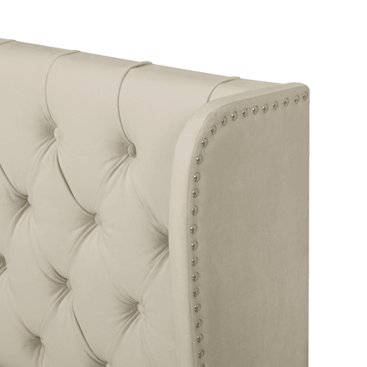 Cama de contentor estofada em veludo 180x200 cm com estrado de ripas - Bege