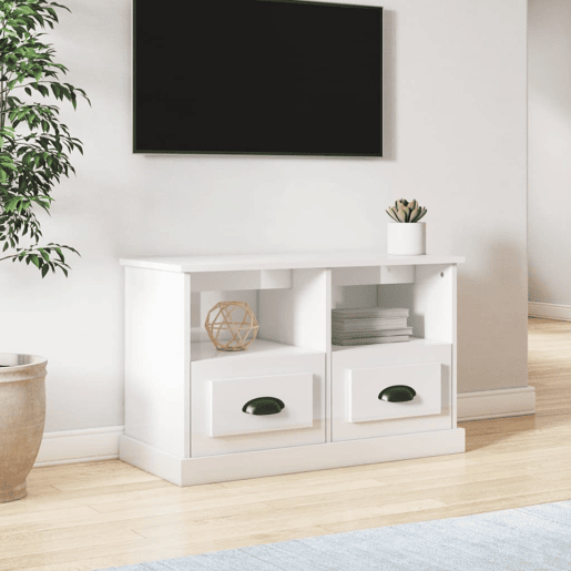 Móvel de TV - Modulo de TV - Armário de TV 80x35x50 cm derivados de madeira branco brilhante