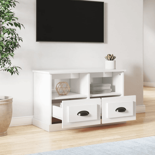 Móvel de TV - Modulo de TV - Armário de TV 80x35x50 cm derivados de madeira branco brilhante