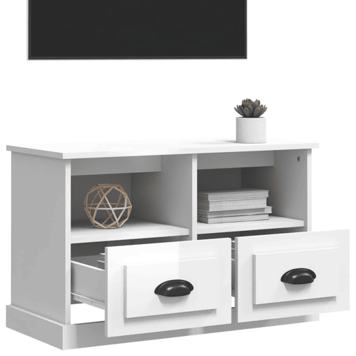 Móvel de TV - Modulo de TV - Armário de TV 80x35x50 cm derivados de madeira branco brilhante