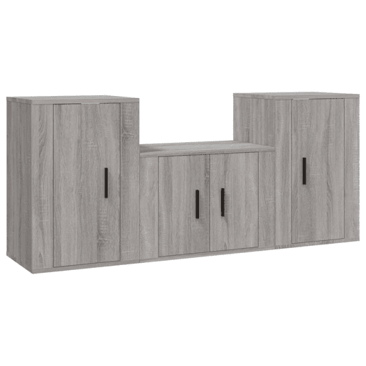 Conjunto móveis de TV - Armários TV 3 pcs madeira processada sonoma cinza