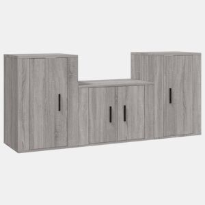 Conjunto móveis de TV - Armários TV 3 pcs madeira processada sonoma cinza
