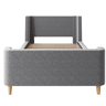 Cama de criança 90x200 cm estofada em veludo cinzento (colchão não incluído)