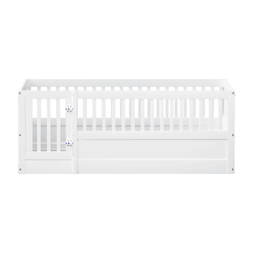 Cama de madeira para crianças 140x200 cm com uma porta - sem estrado - Branco