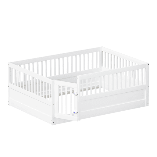 Cama de madeira para crianças 140x200 cm com uma porta - sem estrado - Branco