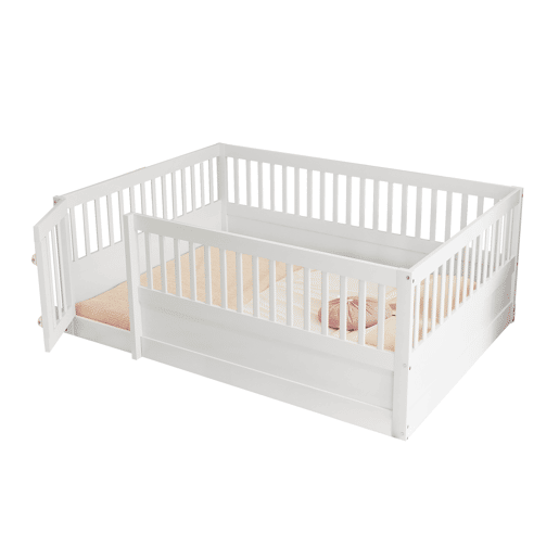 Cama de madeira para crianças 140x200 cm com uma porta - sem estrado - Branco