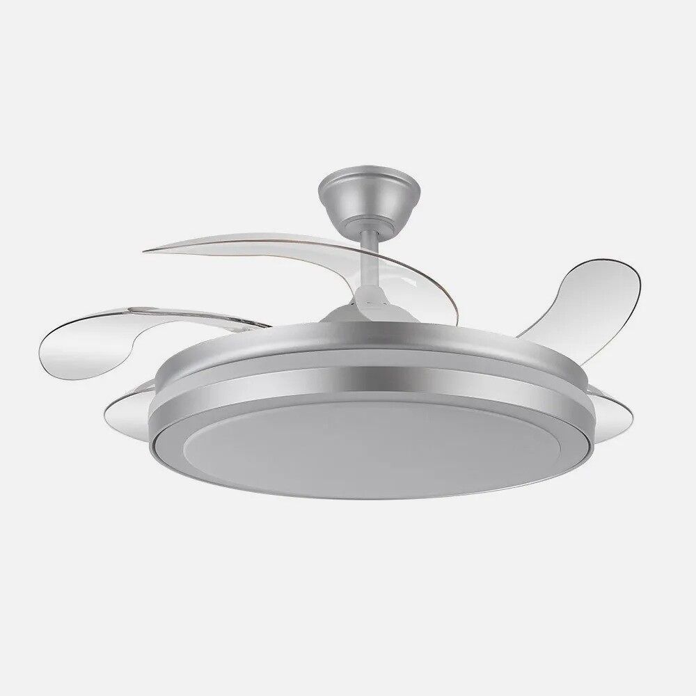 Ventilador De Techo Dc Esparta Plata 58cm Led Cct Regulable Control Remoto Con Temporizado
