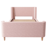 Cama de criança 90x200 cm com estofo em veludo cor-de-rosa (colchão não incluído)