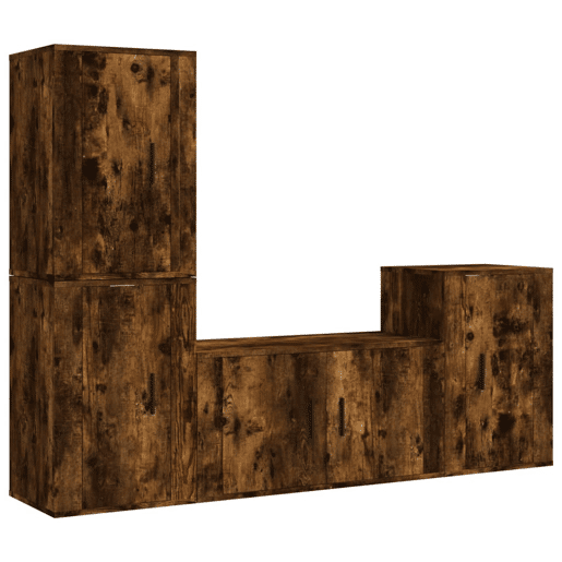 Conjunto móveis de TV - Armários TV 4 pcs madeira processada carvalho fumado