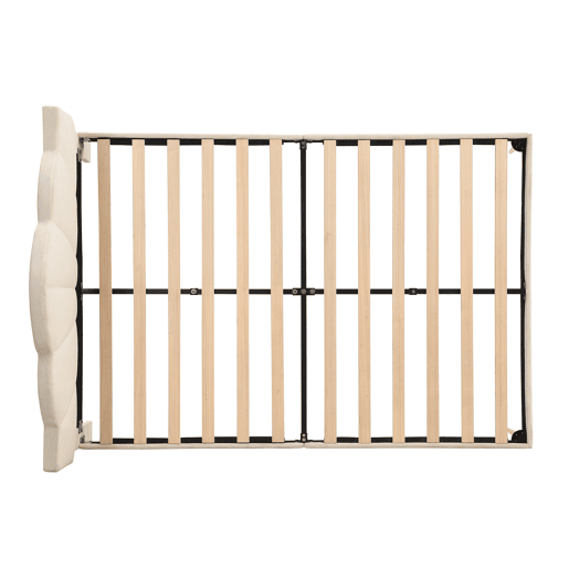 Cama de criança em veludo - 140x200cm - cabeceira em forma de concha - Bege