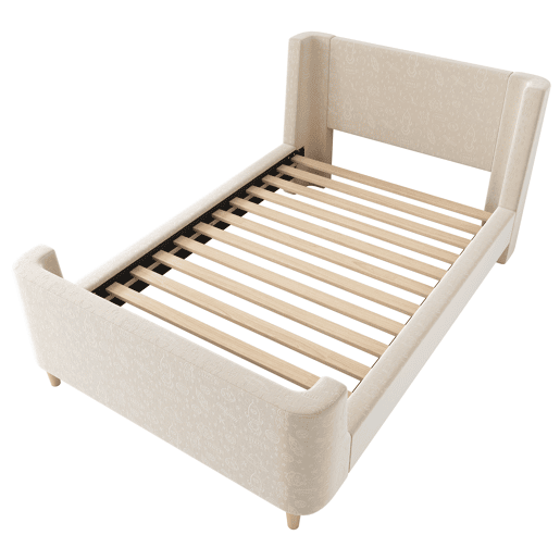Cama de criança 90x200 cm estofada em veludo bege (colchão não incluído)