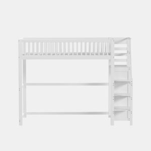 Cama mezzanine em madeira 90x200cm - com roupeiro - Branco