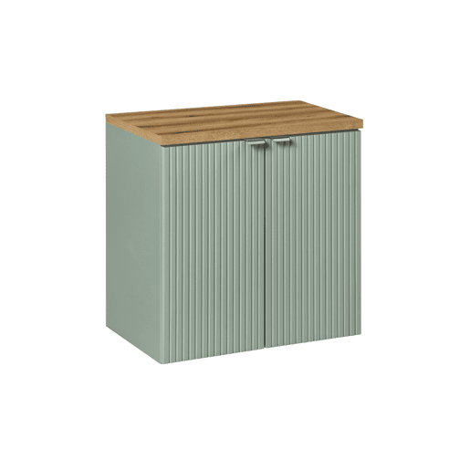 Móvel lavatório 60cm 2 portas tampo lavatório Verde Jade e Madeira