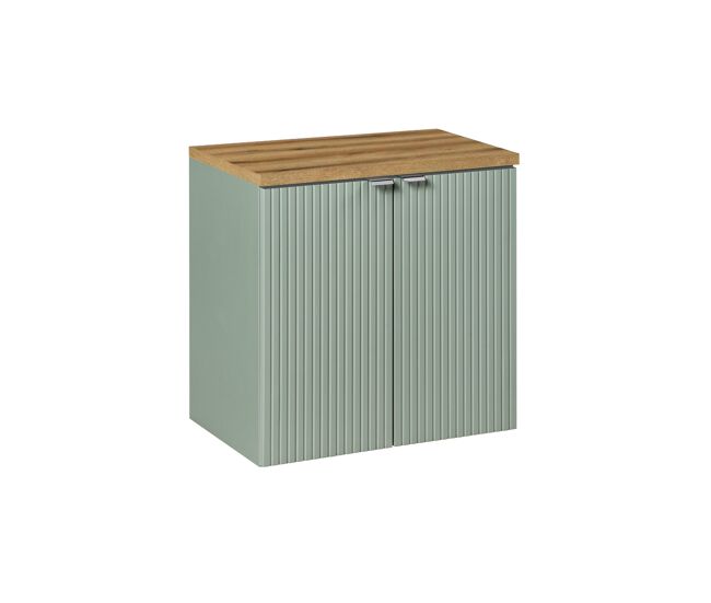 Mueble bajo lavabo 60cm 2 puertas encimera jade verde y madera