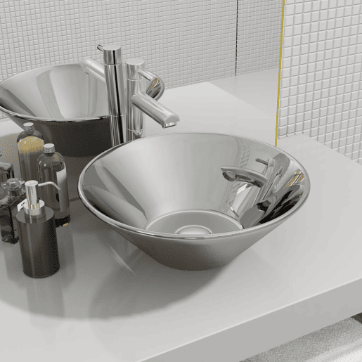 Lavatório - Lavabo - Pia de banheiro 42x14 cm cerâmica prateado