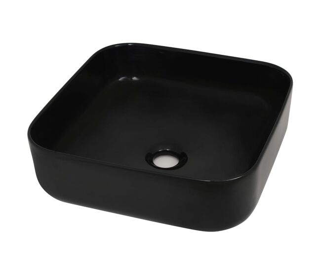 Lavabo - lavamanos cuadrado de cerámica negro 38x38x13,5 cm