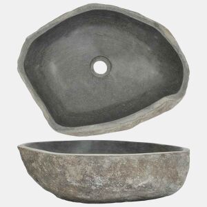 Lavatório - Lavabo - Pia de banheiro de pedra do rio oval (45-53)x(34-41) cm