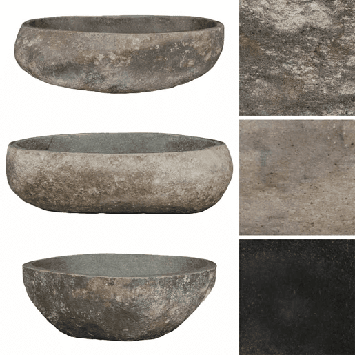 Lavatório - Lavabo - Pia de banheiro de pedra do rio oval (45-53)x(34-41) cm