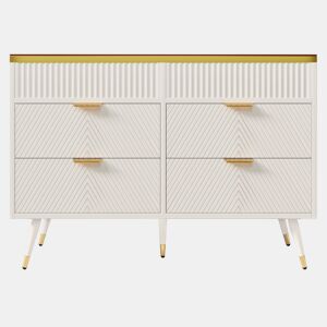 Cómoda com 6 gavetas e compartimentos divididos - tampo de vidro - Branco