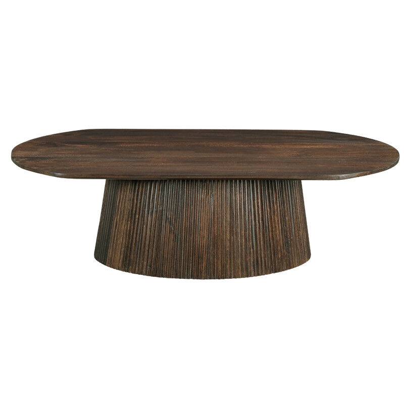 Mesa de centro ovalada en madera maciza 120x70