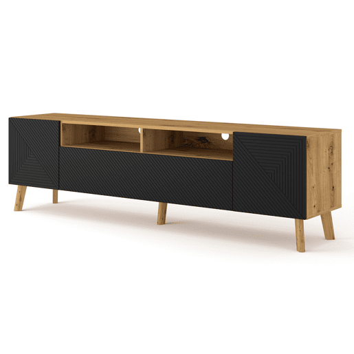 Suporte de TV de 3 portas Nexa em madeira e preto 195 cm
