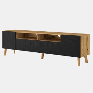 Suporte de TV de 3 portas Nexa em madeira e preto 195 cm