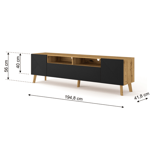 Suporte de TV de 3 portas Nexa em madeira e preto 195 cm