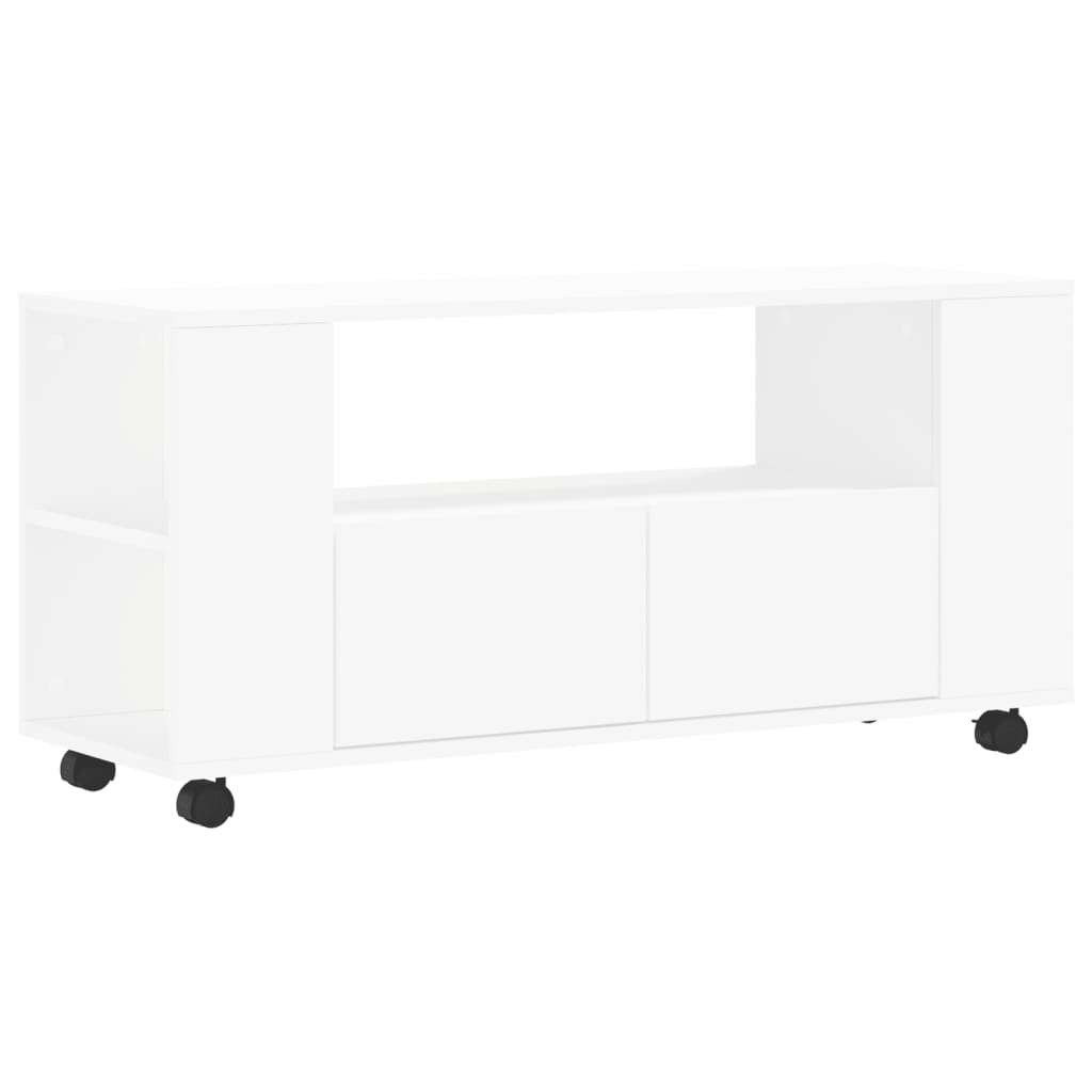 mueble para tv - mueble tv - mesa de tv madera de ingenieria blanco 102x345x43 cm