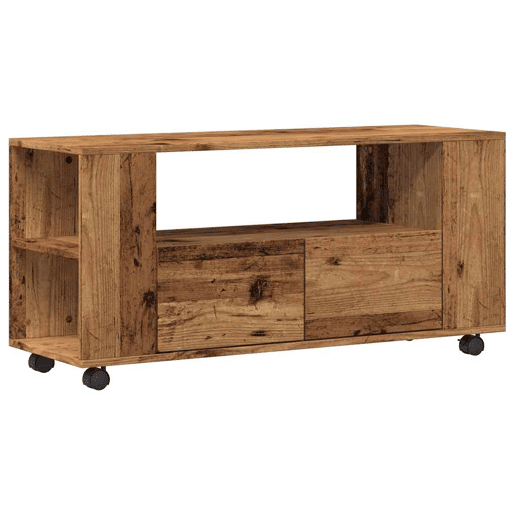 Móvel de TV - Modulo de TV - Armário de TV c rodas 102x34,5x43cm deriv. madeira madeira velha