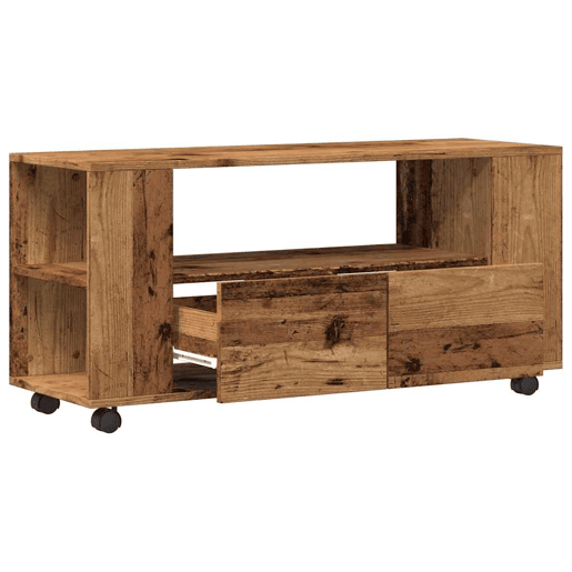 Móvel de TV - Modulo de TV - Armário de TV c rodas 102x34,5x43cm deriv. madeira madeira velha