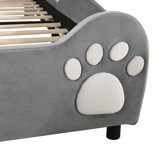 Cama de criança 90 x 200 cm - forma de urso - tecido de veludo - Cinzento