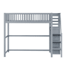 Cama mezzanine em madeira 90x200cm - com roupeiro - Cinzento