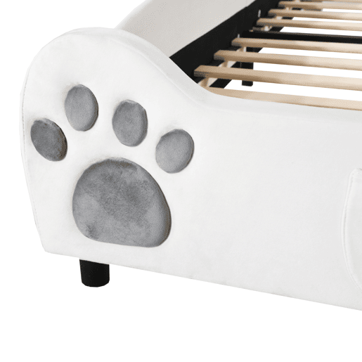 Cama de criança 90 x 200 cm - forma de urso - tecido de veludo - Branco