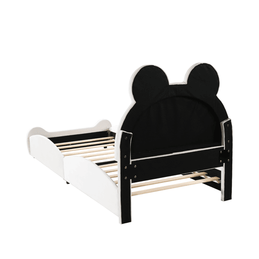 Cama de criança 90 x 200 cm - forma de urso - tecido de veludo - Branco