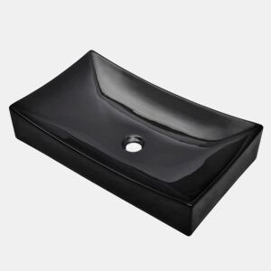 Lavatório - Lavabo - Pia de banheiro de cerâmica retangular preto