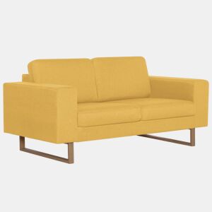 Sofá de 2 lugares - Sofá fixo em tecido amarelo