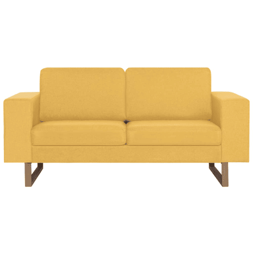 Sofá de 2 lugares - Sofá fixo em tecido amarelo Sofá de 2 lugares - Sofá fixo em tecido amarelo