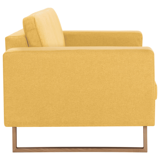 Sofá de 2 lugares - Sofá fixo em tecido amarelo Sofá de 2 lugares - Sofá fixo em tecido amarelo