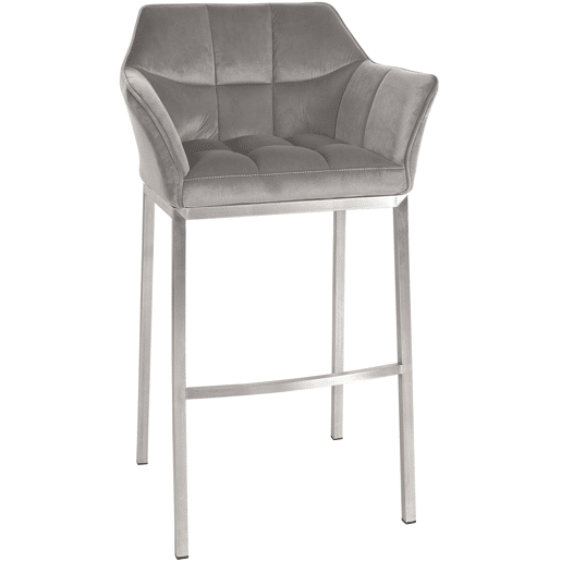Taburete de bar Damaso de terciopelo con base de cuatro patas Gris 48X64X110 cm